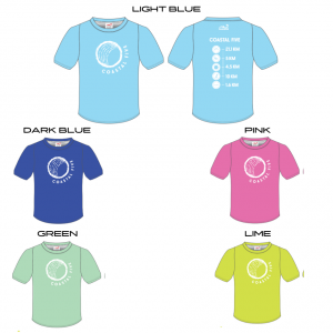 Coastal Five cotton t-shirt provided by Tsunami Sportswear, featuring the event logo.