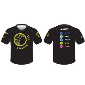 Coastal Five branded t-shirt supplied by Tsunami Sportswear, featuring event logo and vibrant design.